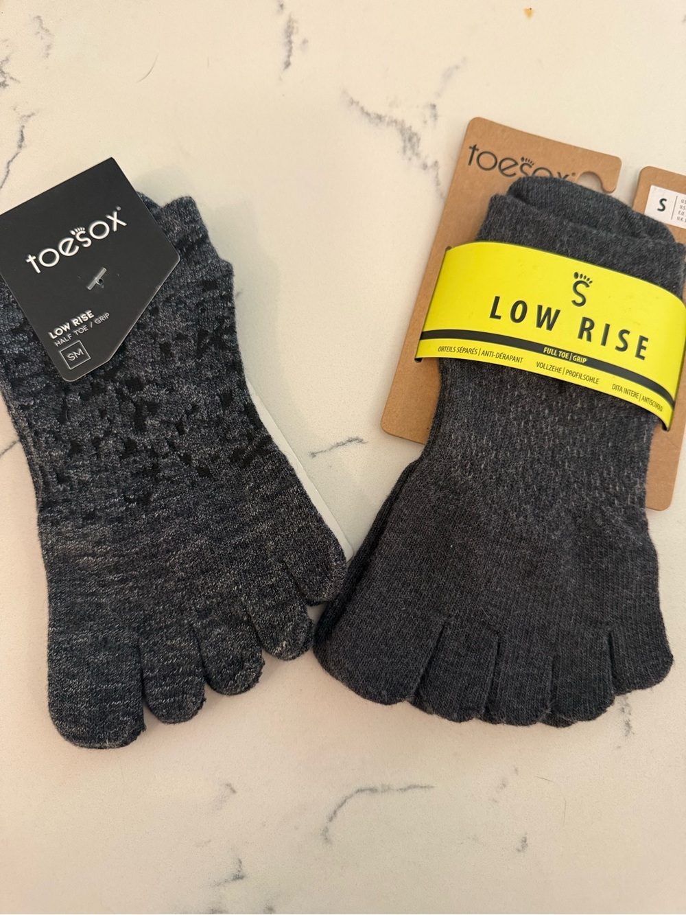 toesox Low Rise Charcoal Gray Toe Socks - Women's Pair